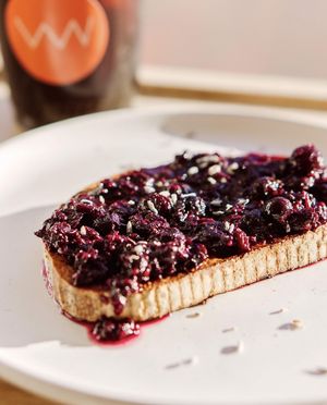 Toast and jam - honey oat bread, blueberry lavender chia seed jam, lavender   at Wild Valentine in Portsmouth