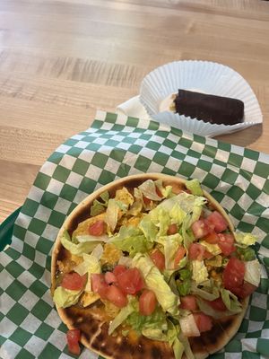 Cheesy flatbread and snickers bar  at Frondescence in Boise