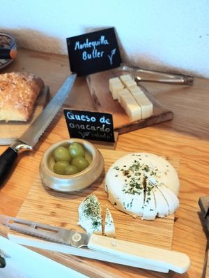 House made Vegan Cheese! at Minds & Mountains Eco Lodge in La Molina