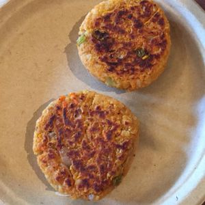 lentil burger patties  at Simple Bliss Cafe in South Lake Tahoe