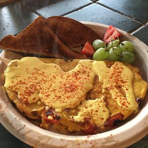Chickpea omelette with toasts at Simple Bliss Cafe in South Lake Tahoe