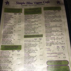menu at Simple Bliss Cafe in South Lake Tahoe