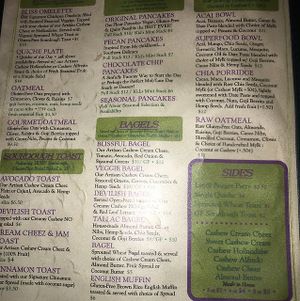 menu page 2 at Simple Bliss Cafe in South Lake Tahoe