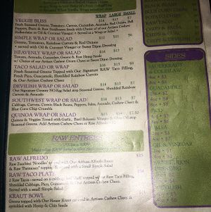 menu page 3 at Simple Bliss Cafe in South Lake Tahoe