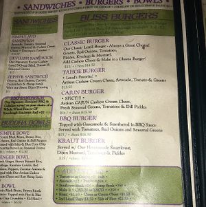 menu page 4 at Simple Bliss Cafe in South Lake Tahoe