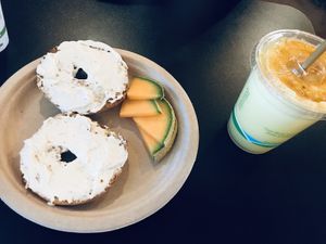 Best cream cheese in the world!! Juice was to die for as well! at Simple Bliss Cafe in South Lake Tahoe