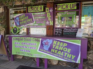 Outside info at Simple Bliss Cafe in South Lake Tahoe