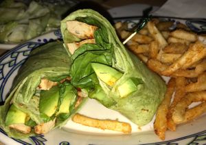 San Patricio Wrap: Beyond Meat ";Chicken,"; spinach, avocado, vegan mayo, spinach tortilla  at Rula Bula in Tempe