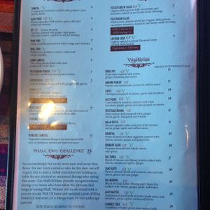 menu page 1 at Saffron Indian Cuisine and Bar in Thousand Oaks