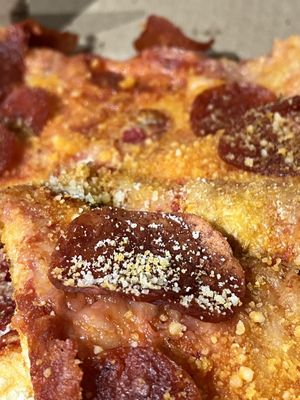 Pepperoni tastes just like non-vegan pepperoni   at Mora Pizza Denver in Denver