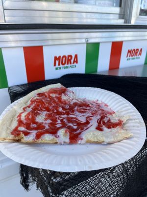 Raspberry cheesecake dessert pizza  at Mora Pizza Denver in Denver