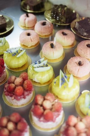 Showcase with desserts at Cream Dream in London