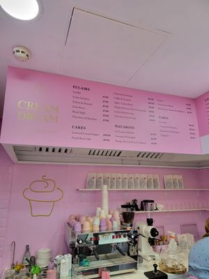 Menu at Cream Dream in London