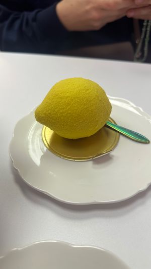 lemon / lemon pepper cake (although it is called cake , its more like a hard chocolate shell with cream inside!) at Cream Dream in London