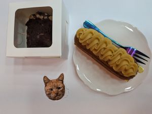 (they were giving out cute cat stickers) at Cream Dream in London