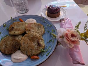 Potato panak, cream, mushrooms at Cream Dream in London