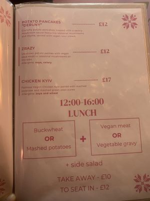 Savoury menu  at Cream Dream in London