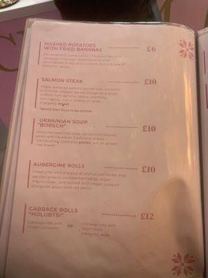 Savoury menu  at Cream Dream in London