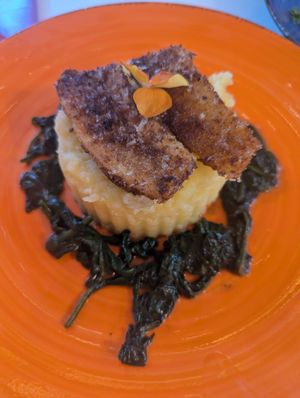 Mashed potato with fried banana at Cream Dream in London