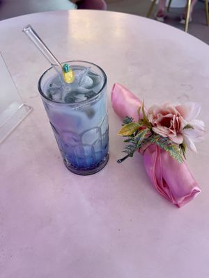 Blue cold matcha lattee  at Cream Dream in London