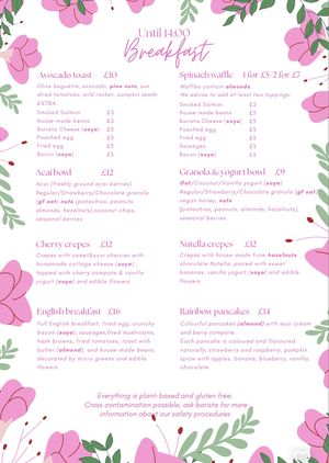 Breakfast menu  at Cream Dream in London