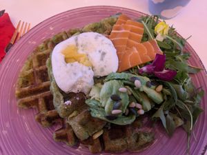 Vegan poached egg at Cream Dream in London