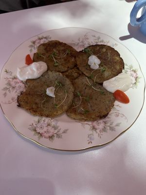 Mushroom potato pancakes   at Cream Dream in London