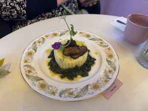 Mashed potatoes with fried bananas  at Cream Dream in London