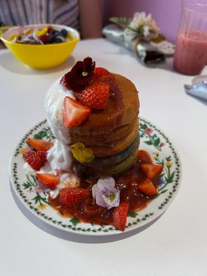 Strawberry rainbow pancakes at Cream Dream in London