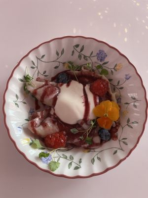 Kids portion cherry varenyki  at Cream Dream in London