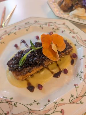 Salmon steak at Cream Dream in London