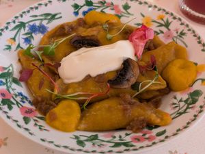 Mushroom and potato dumplings at Cream Dream - Covent Garden in London