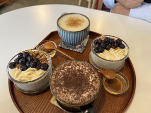 Yoghurt bowls, hot chocolate and sweet potato latte at Some of us Coffee - Maybe closed in Jeju