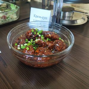 This sweet cutlet was something new and tasty! at Loving Hut in Kyiv