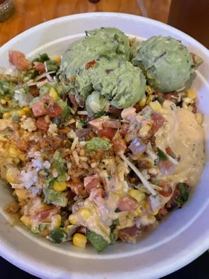 Vegan chorizo with vegan cheese, guac and Maui waui sauce  #Veganuary at Boxcar Hippie in Rochester