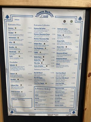 Menu  at Lazeez BBQ in Barcelona