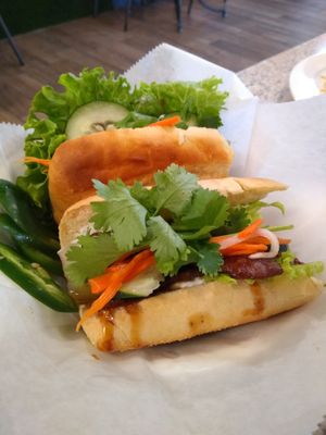 Bahn Mi with veggie "beef" was excellent at VeggiEAT in Sedona