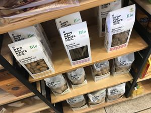 Some items in the shop at Bamboo Vegan Cafe in Athens