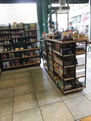 Aisles inside at Bamboo Vegan Cafe in Athens