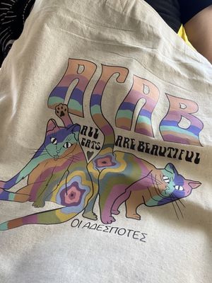 Animal shelter merchandise  at Bamboo Vegan Cafe in Athens