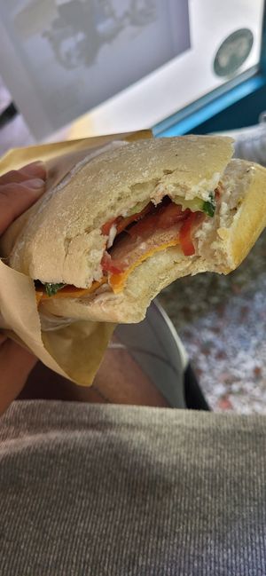 Sandwich with delicious home made sugar free mayo at Bamboo Vegan Cafe in Athens