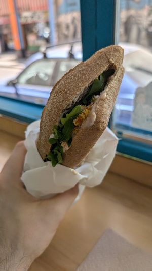 Scrambled Tofu sandwich, amazingly good 😭 at Bamboo Vegan Cafe in Athens
