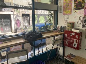 This is pretty much all the seating there is inside the store  at Bamboo Vegan Cafe in Athens