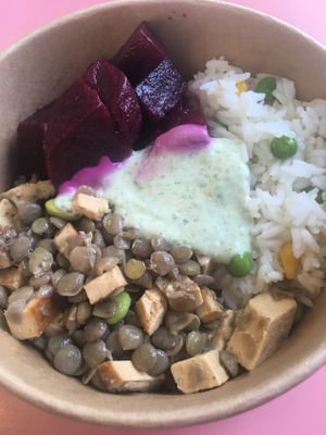 Rice and lentil bowl  at Bamboo Vegan Cafe in Athens