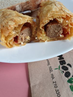 Sausage roll at Bamboo Vegan Cafe in Athens