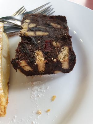 Chocolate cake at Bamboo Vegan Cafe in Athens