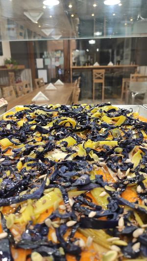 Crema di zucca, cavolo cappuccio, porro e semini at Tajo in Udine