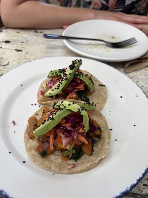 Sweet potato tacos  at El Meraki in Isla Mujeres