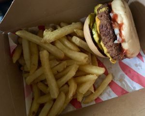 GF cheeseburger   at Hank's Dirty in Cambridge