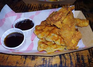 Chikn waffles at Hank's Dirty in Cambridge